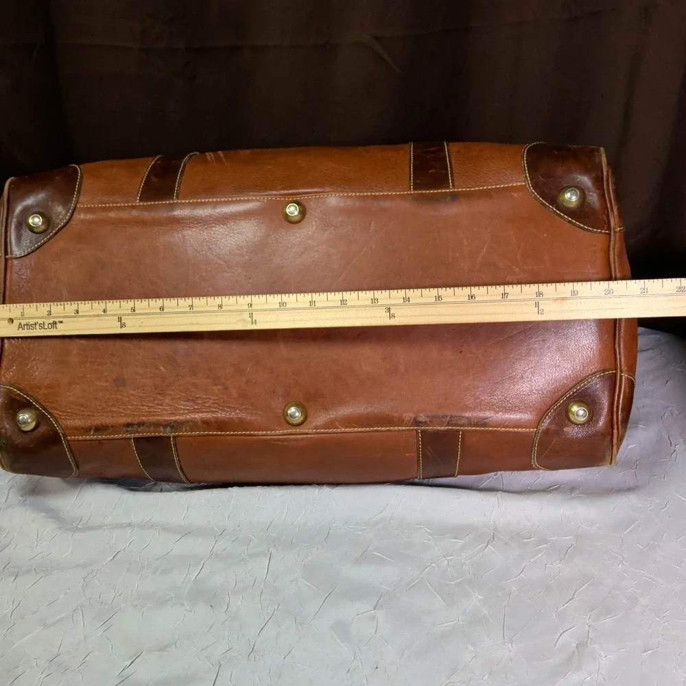 Cole Haan VINTAGE DARK Brown Leather Duffle Weekend Doctors Travel Bag Mens RARE